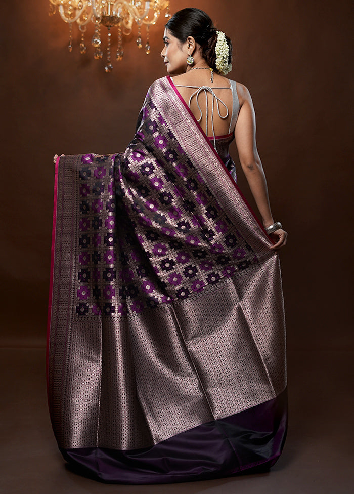 Purple Tanchoi Silk Saree With Blouse Piece - Indian Silk House Agencies