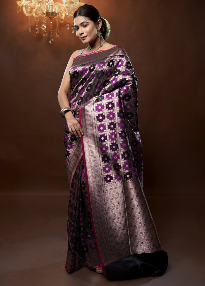 Purple Tanchoi Silk Saree With Blouse Piece - Indian Silk House Agencies