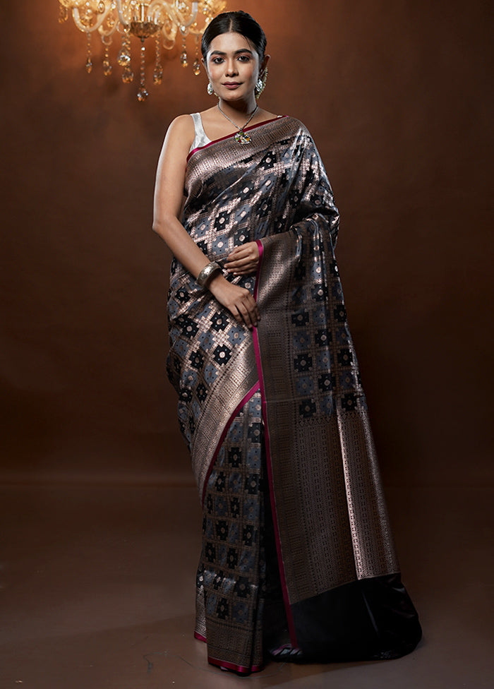 Grey Tanchoi Silk Saree With Blouse Piece - Indian Silk House Agencies