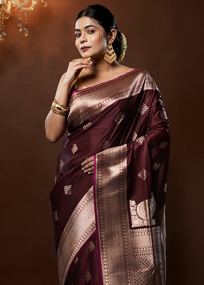 Purple Banarasi Silk Saree With Blouse Piece - Indian Silk House Agencies