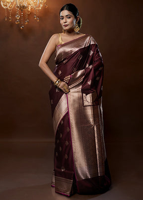 Purple Banarasi Silk Saree With Blouse Piece - Indian Silk House Agencies