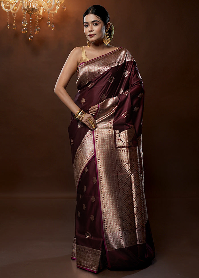 Purple Banarasi Silk Saree With Blouse Piece