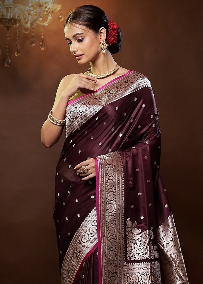 Purple Banarasi Silk Saree With Blouse Piece