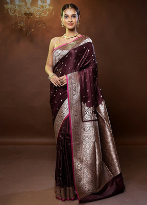 Purple Banarasi Silk Saree With Blouse Piece