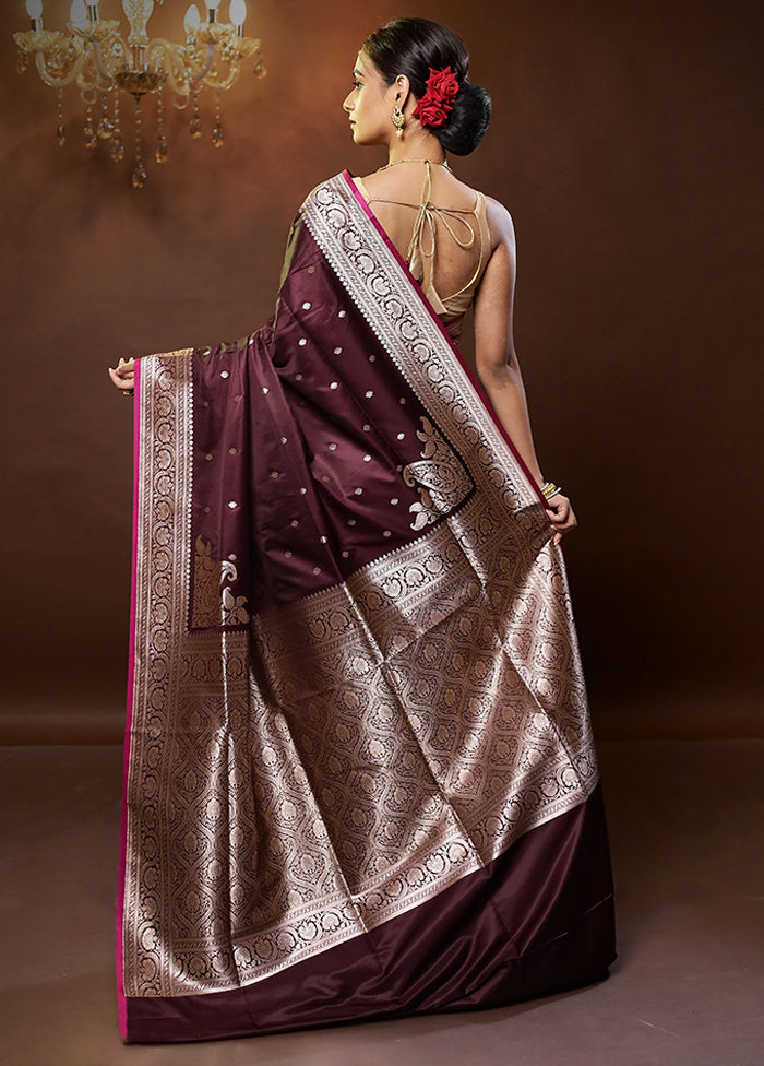 Purple Banarasi Silk Saree With Blouse Piece