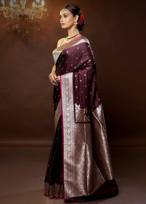 Purple Banarasi Silk Saree With Blouse Piece