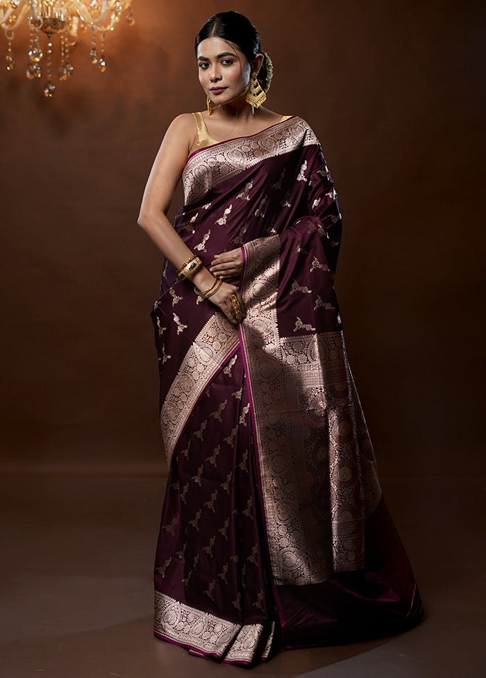 Purple Banarasi Silk Saree With Blouse Piece