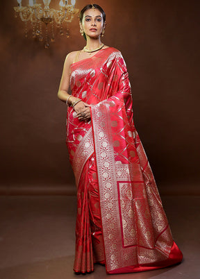 Pink Banarasi Silk Saree With Blouse Piece - Indian Silk House Agencies