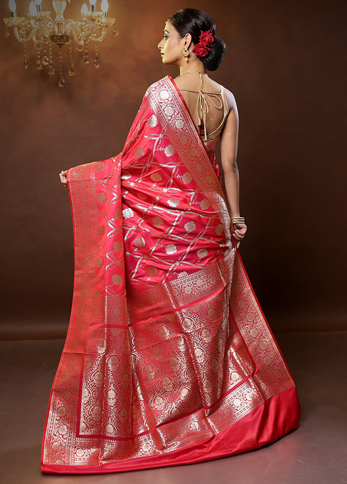 Pink Banarasi Silk Saree With Blouse Piece - Indian Silk House Agencies