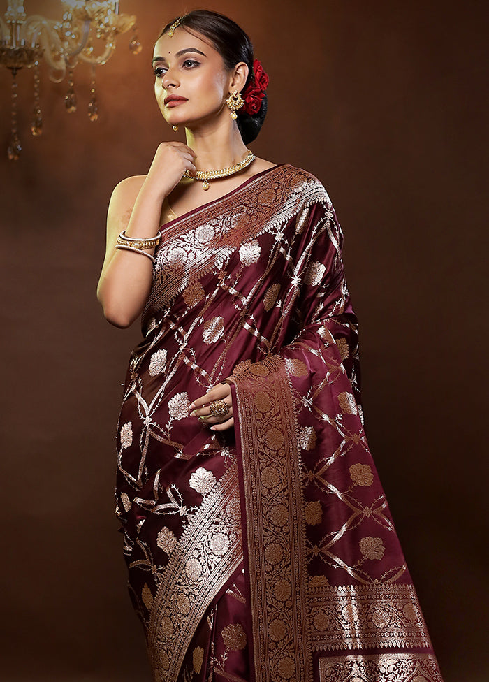 Purple Banarasi Silk Saree With Blouse Piece