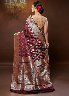 Purple Banarasi Silk Saree With Blouse Piece - Indian Silk House Agencies