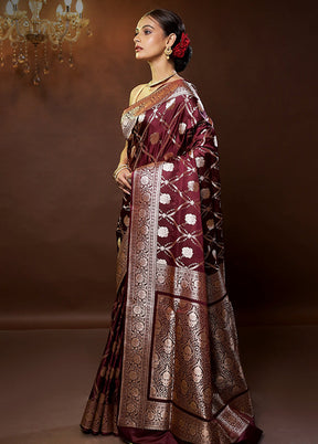 Purple Banarasi Silk Saree With Blouse Piece - Indian Silk House Agencies