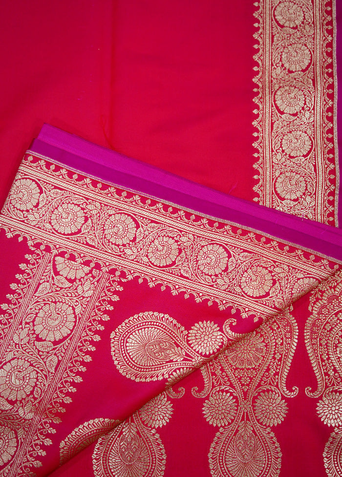 Pink Banarasi Silk Saree With Blouse Piece - Indian Silk House Agencies