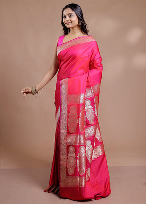 Pink Banarasi Silk Saree With Blouse Piece - Indian Silk House Agencies