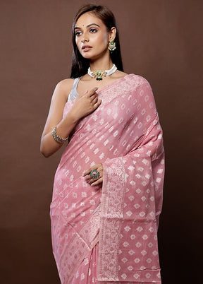 Pink Pure Cotton Saree With Blouse Piece - Indian Silk House Agencies