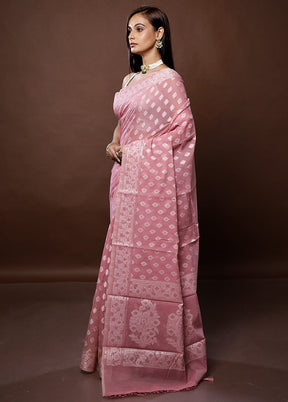 Pink Pure Cotton Saree With Blouse Piece - Indian Silk House Agencies