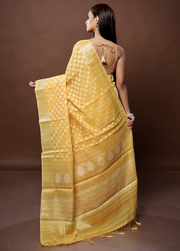 Yellow Cotton Saree With Blouse Piece - Indian Silk House Agencies