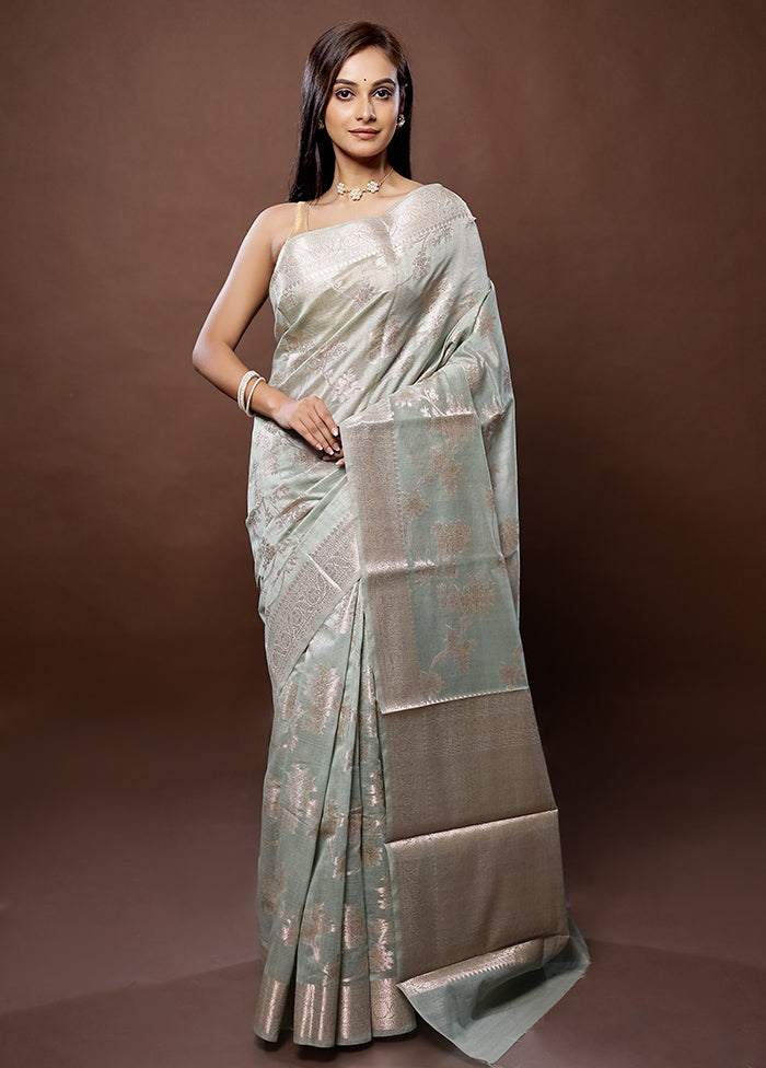 Grey Kora Silk Saree With Blouse Piece