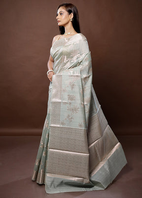 Grey Kora Silk Saree With Blouse Piece - Indian Silk House Agencies