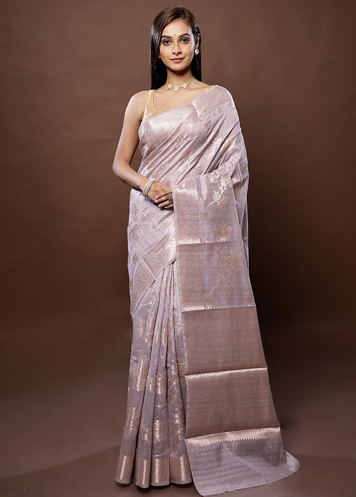 Purple Kora Silk Saree With Blouse Piece