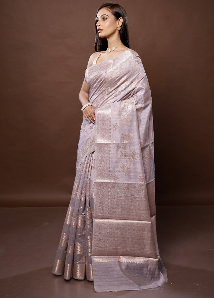 Purple Kora Silk Saree With Blouse Piece