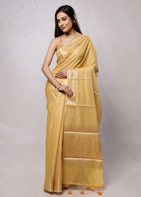 Yellow Cotton Saree With Blouse Piece - Indian Silk House Agencies