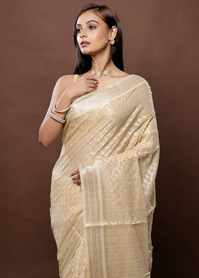 Cream Cotton Saree With Blouse Piece - Indian Silk House Agencies