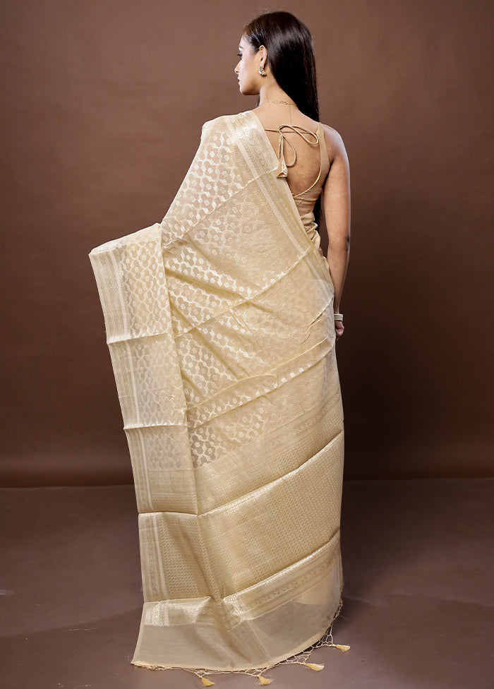 Cream Cotton Saree With Blouse Piece - Indian Silk House Agencies