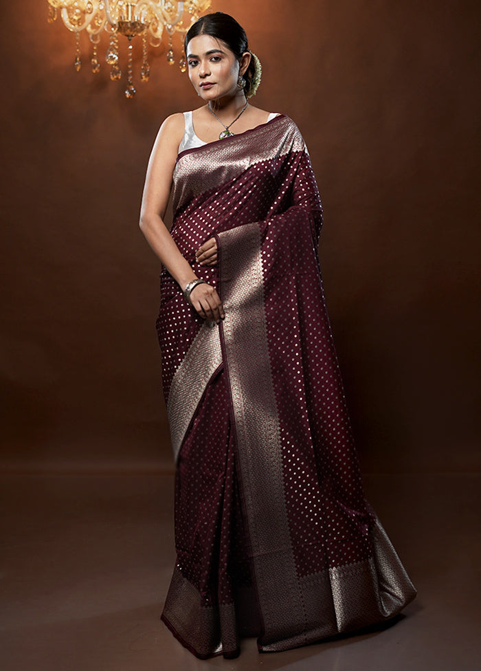 Maroon Uppada Silk Saree With Blouse Piece