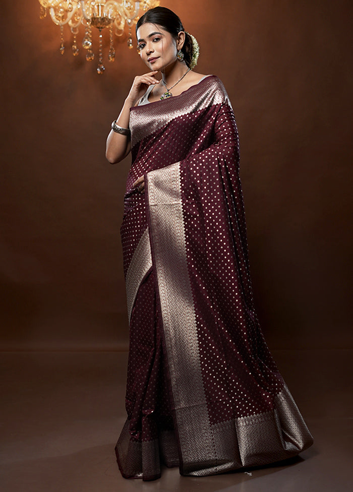 Maroon Uppada Silk Saree With Blouse Piece