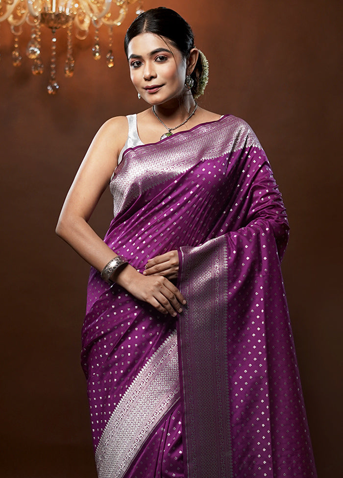 Purple Uppada Silk Saree With Blouse Piece