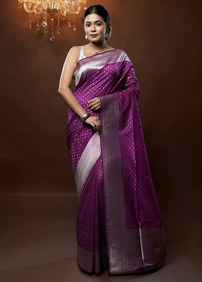 Purple Uppada Silk Saree With Blouse Piece