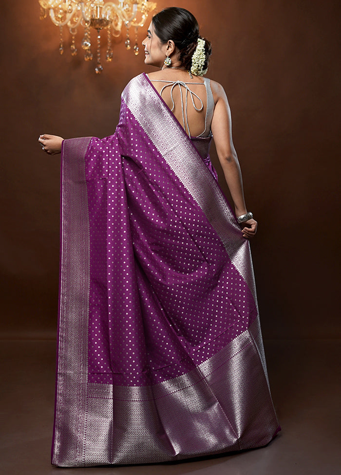 Purple Uppada Silk Saree With Blouse Piece