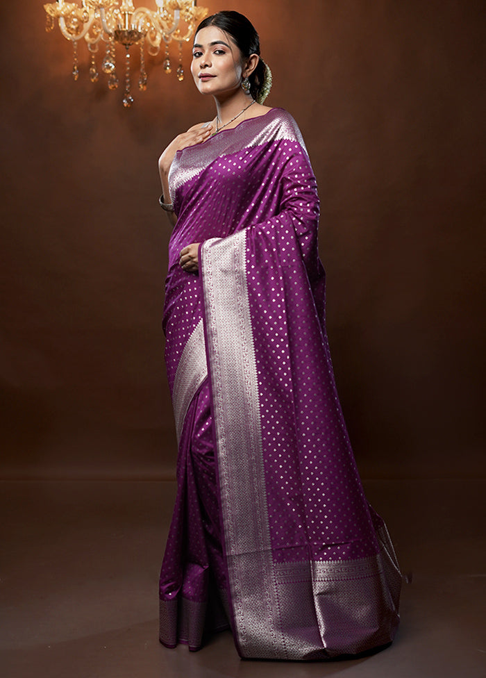 Purple Uppada Silk Saree With Blouse Piece