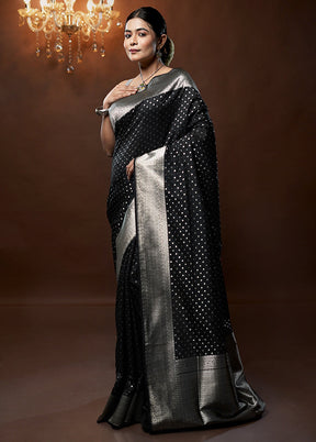 Black Uppada Silk Saree With Blouse Piece - Indian Silk House Agencies