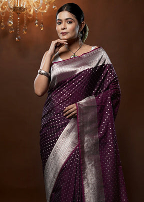 Purple Uppada Silk Saree With Blouse Piece