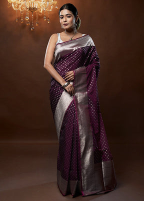 Purple Uppada Silk Saree With Blouse Piece