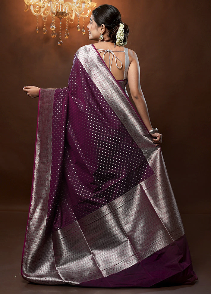 Purple Uppada Silk Saree With Blouse Piece