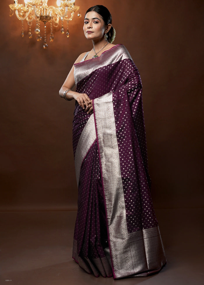 Purple Uppada Silk Saree With Blouse Piece