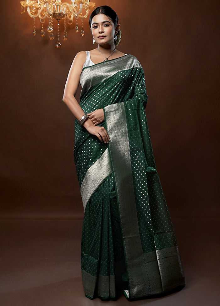 Green Uppada Silk Saree With Blouse Piece - Indian Silk House Agencies