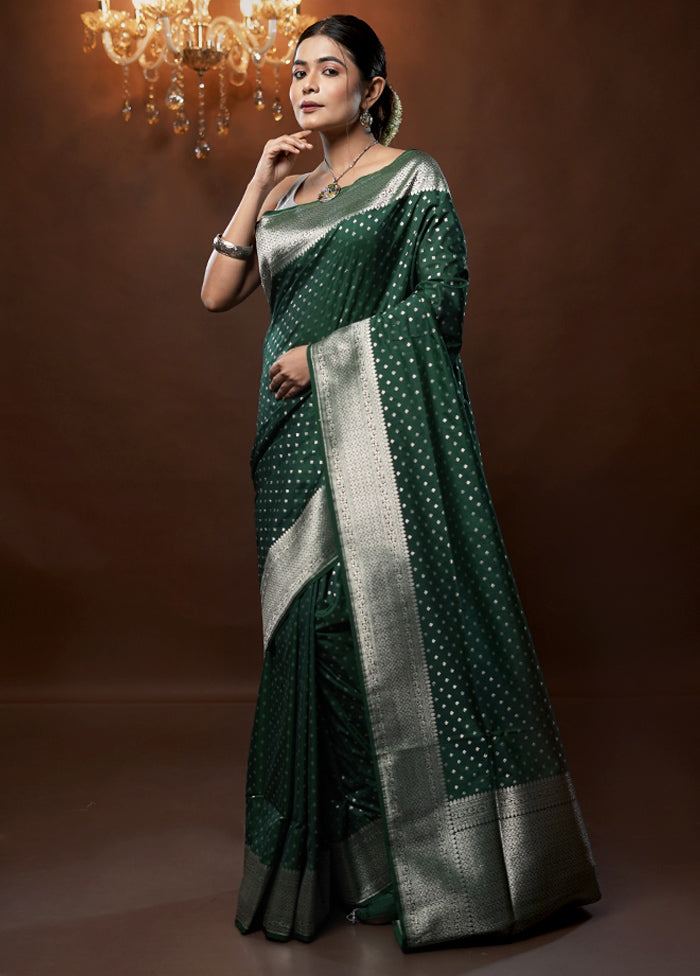 Green Uppada Silk Saree With Blouse Piece - Indian Silk House Agencies