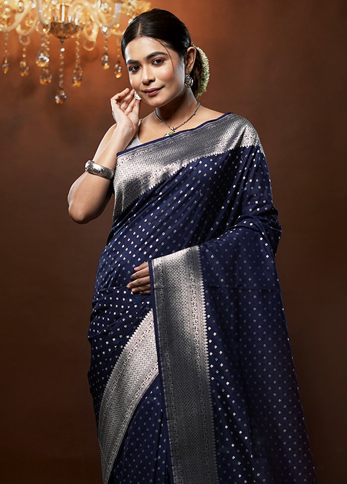 Blue Uppada Silk Saree With Blouse Piece