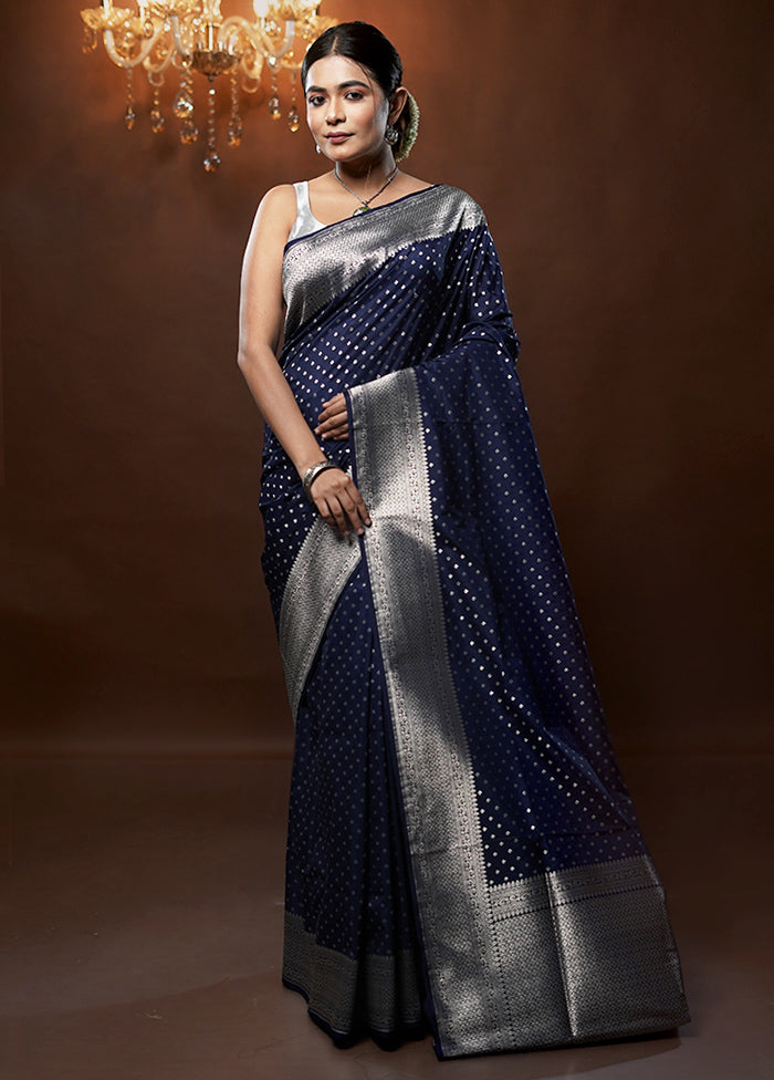 Blue Uppada Silk Saree With Blouse Piece