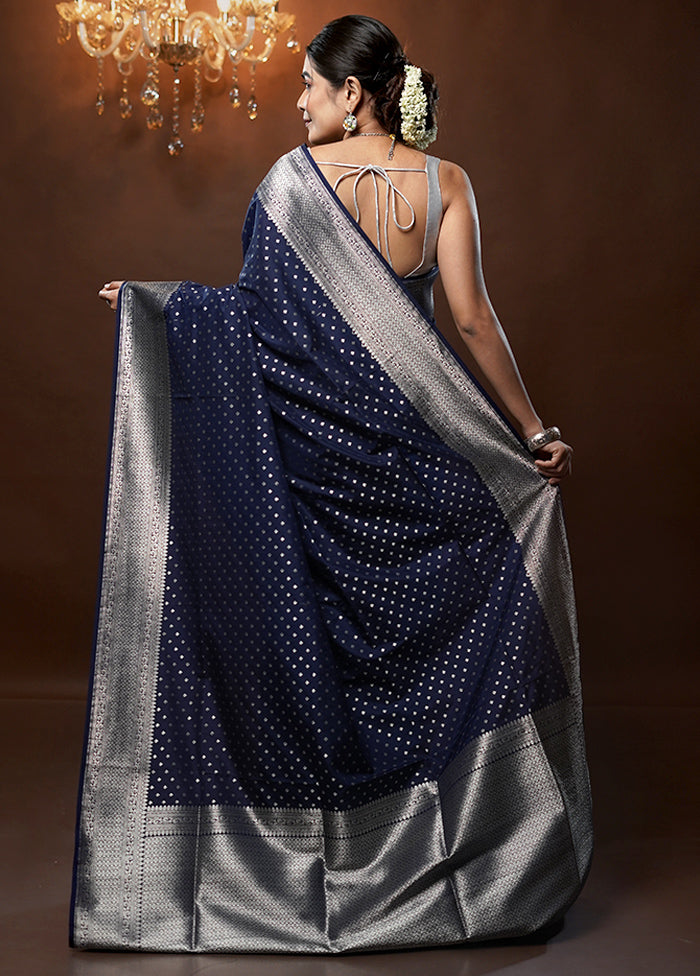 Blue Uppada Silk Saree With Blouse Piece