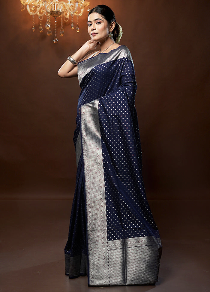 Blue Uppada Silk Saree With Blouse Piece