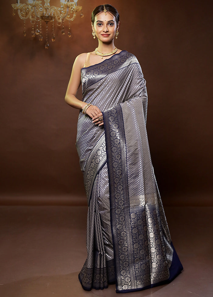 Grey Uppada Silk Saree With Blouse Piece - Indian Silk House Agencies