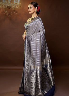 Grey Uppada Silk Saree With Blouse Piece - Indian Silk House Agencies