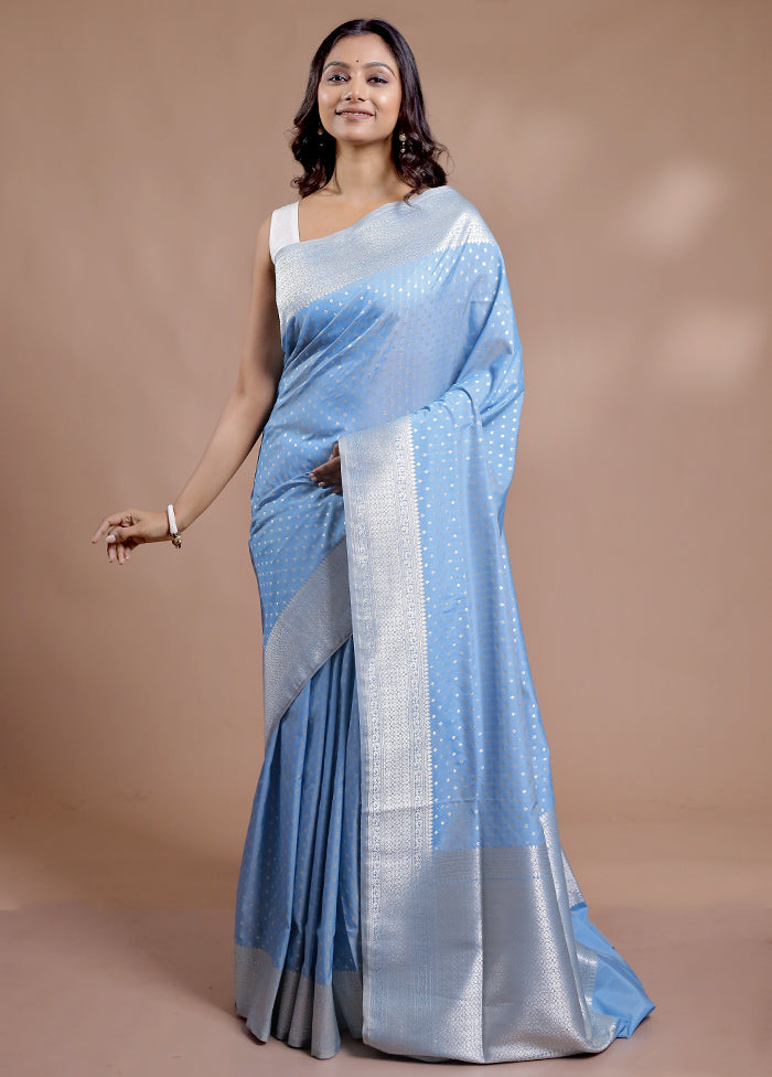 Blue Uppada Silk Saree With Blouse Piece - Indian Silk House Agencies