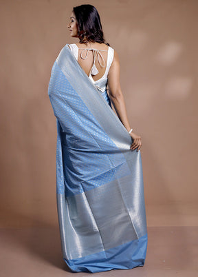 Blue Uppada Silk Saree With Blouse Piece - Indian Silk House Agencies