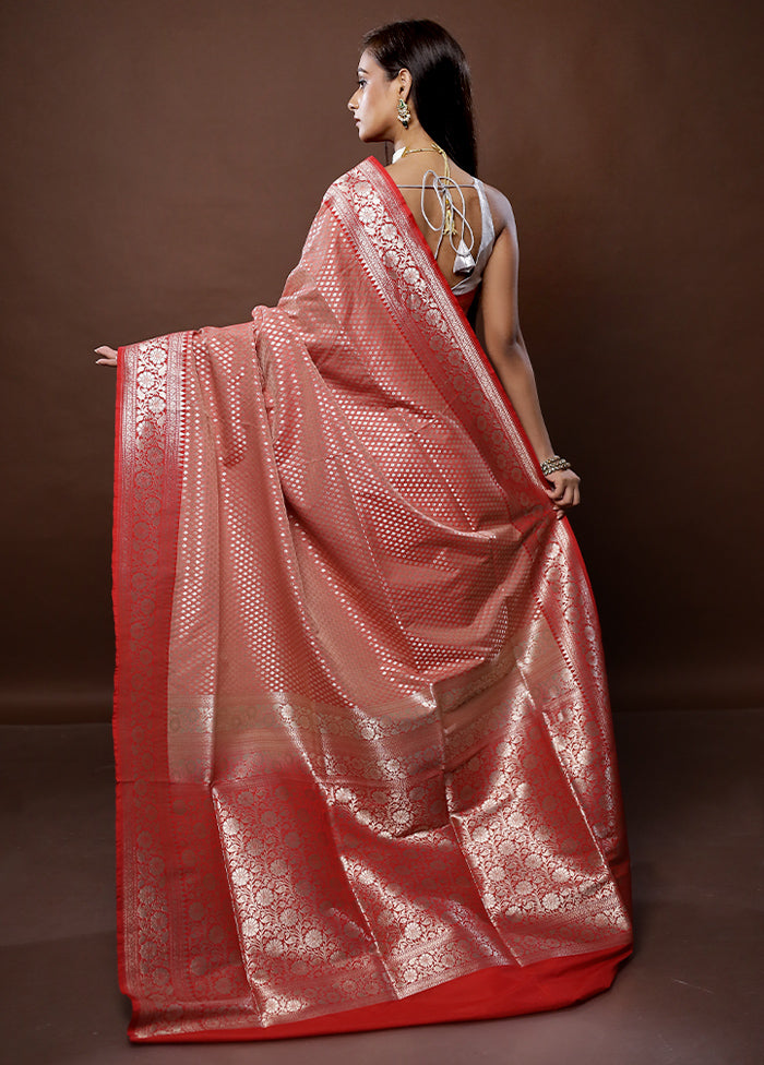 Peach Uppada Silk Saree With Blouse Piece - Indian Silk House Agencies